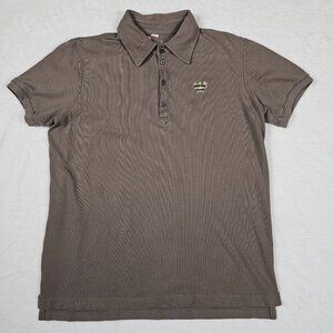Diesel Mens XL Polo Shirt Brown With Embroidered Crest Logo